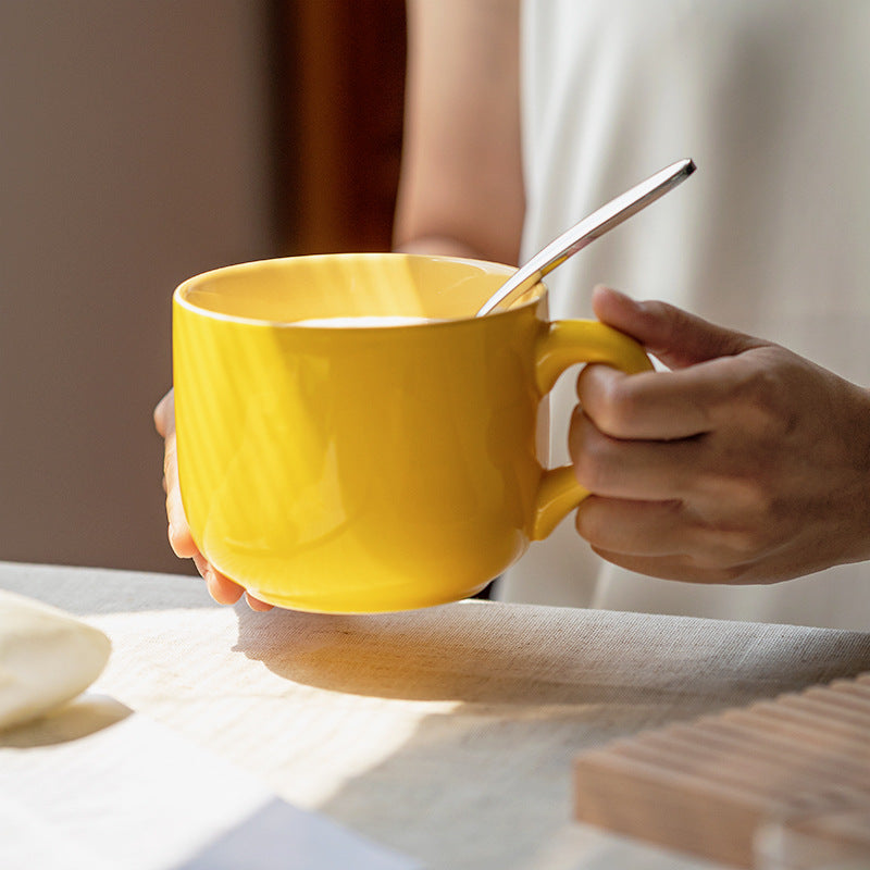 Microwaveable Large Capacity Ceramic Oatmeal Mug