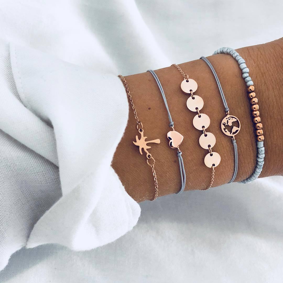 Beaded Chain Bracelet Set for Women