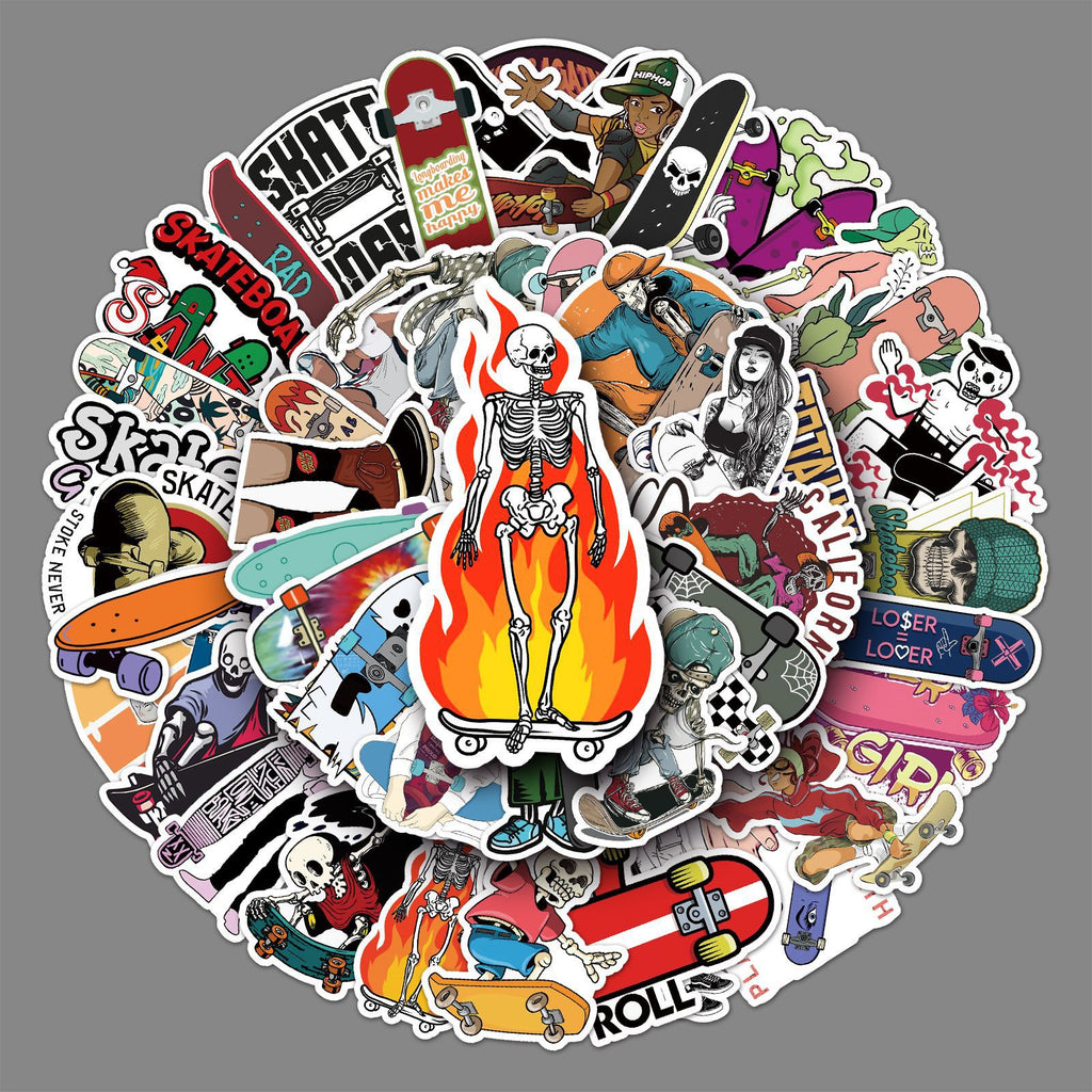 50 PCS Waterproof Cartoon Skateboard Graffiti Stickers