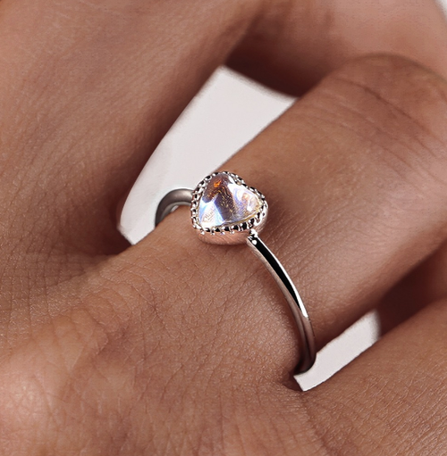 Aurora Moonstone Heart-shaped Love Ring