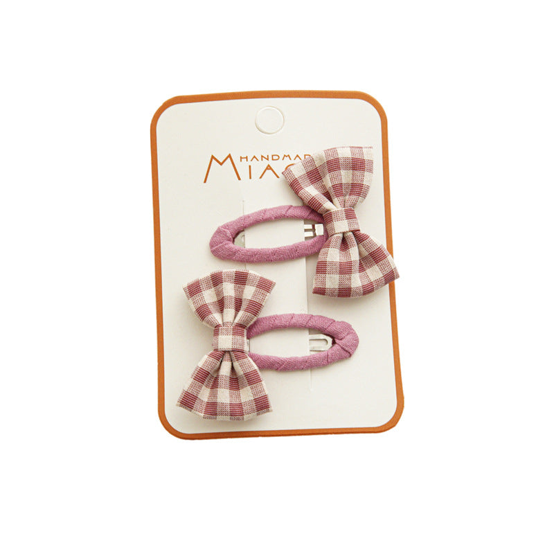 Summer Bowknot Plaid Hairpin Accessories for Girls