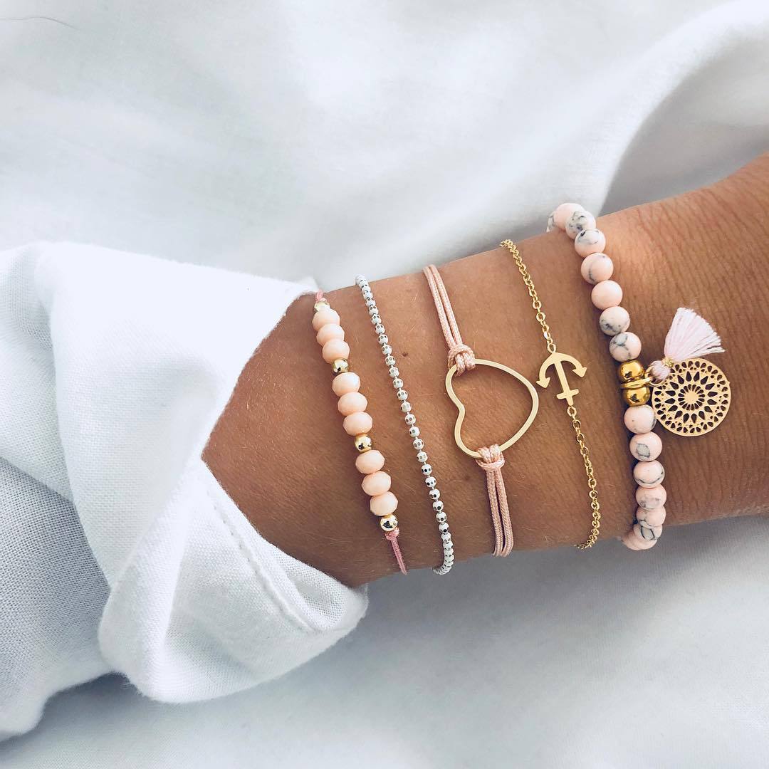 Beaded Chain Bracelet Set for Women