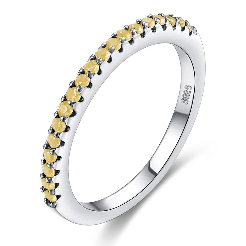 Simple Single Row Zircon Inlaid Diamond Ring
