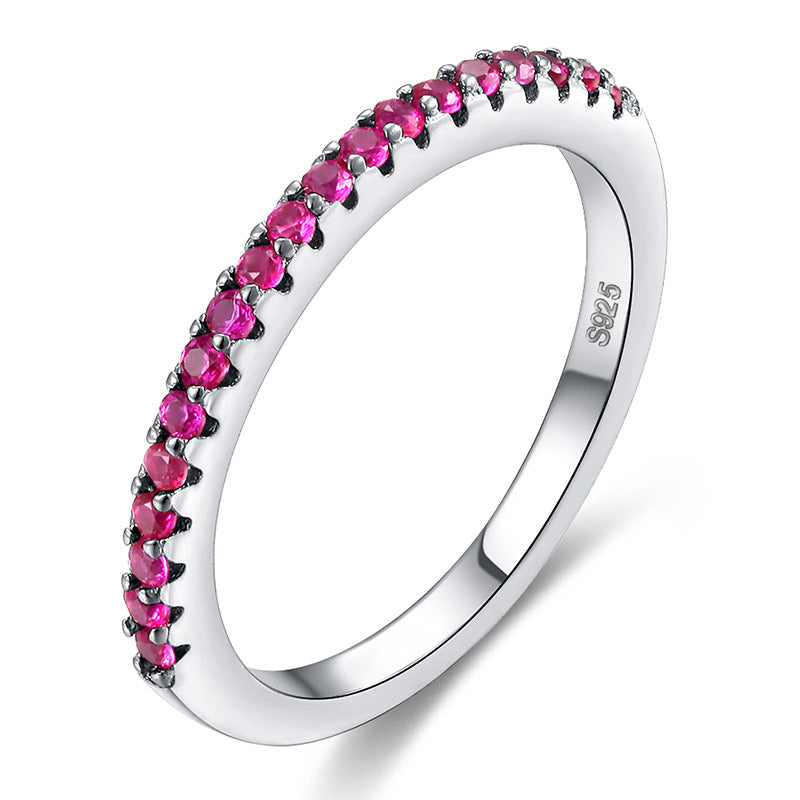 Simple Single Row Zircon Inlaid Diamond Ring
