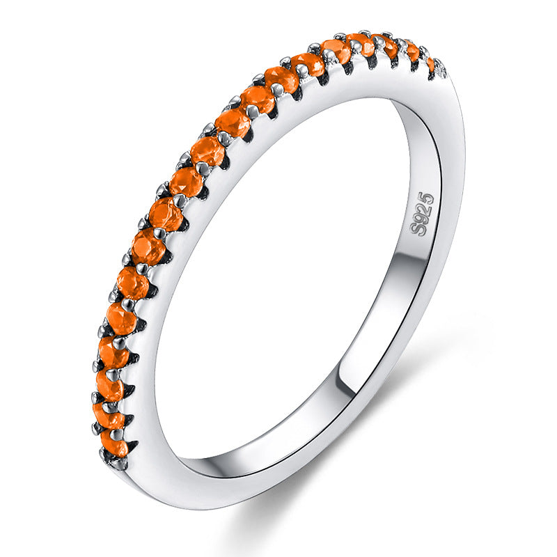 Simple Single Row Zircon Inlaid Diamond Ring