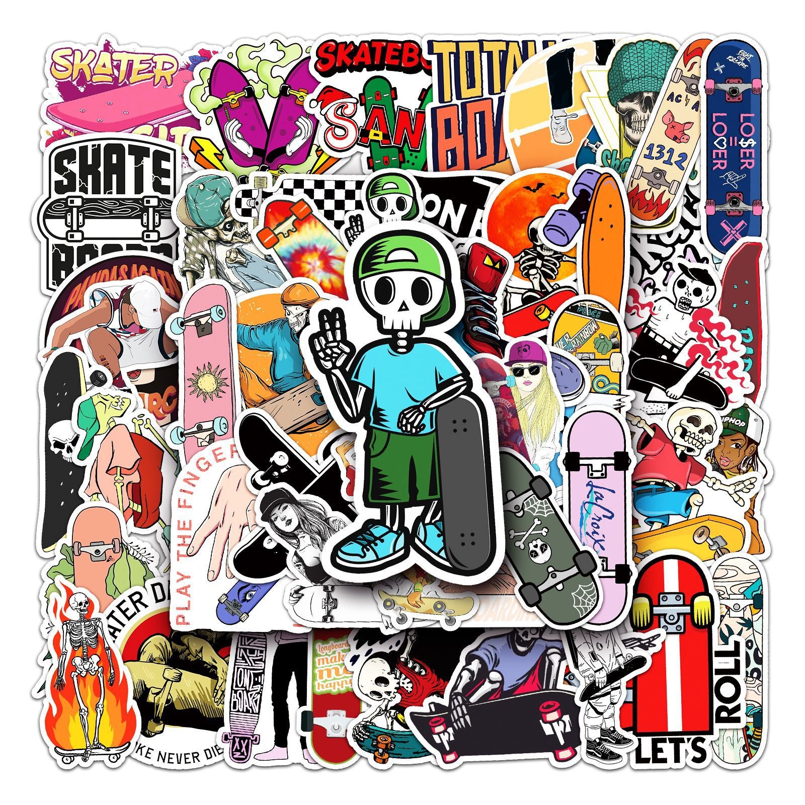 50 PCS Waterproof Cartoon Skateboard Graffiti Stickers