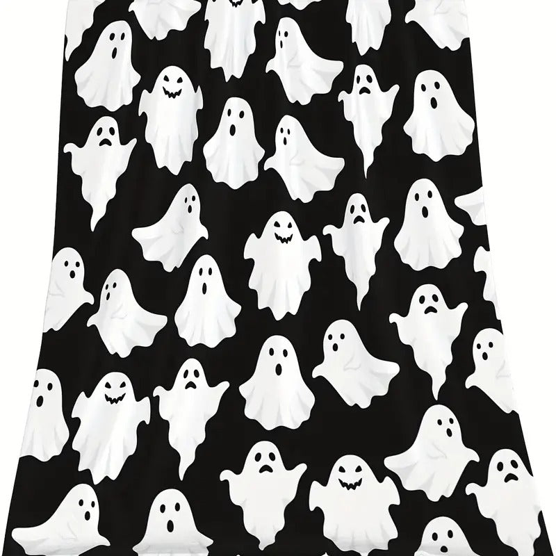 Ghost Figure Flannel Printed Blanket for Halloween Decor