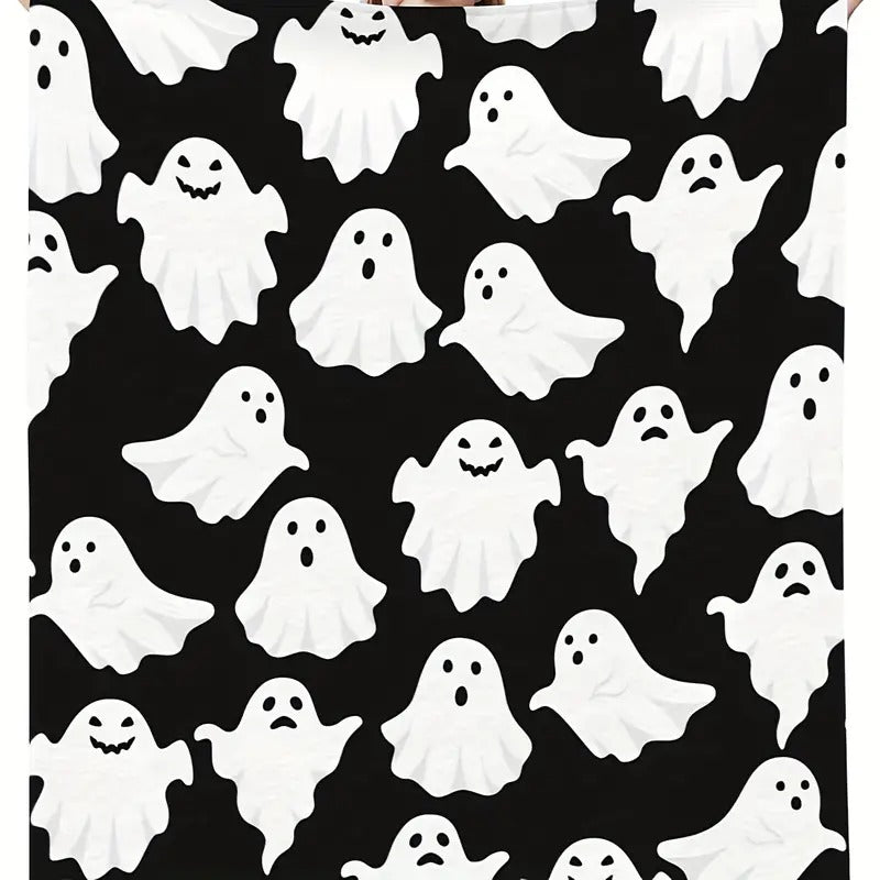 Ghost Figure Flannel Printed Blanket for Halloween Decor