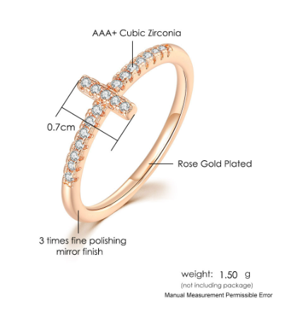 Cross Micro Set Zircon Ring