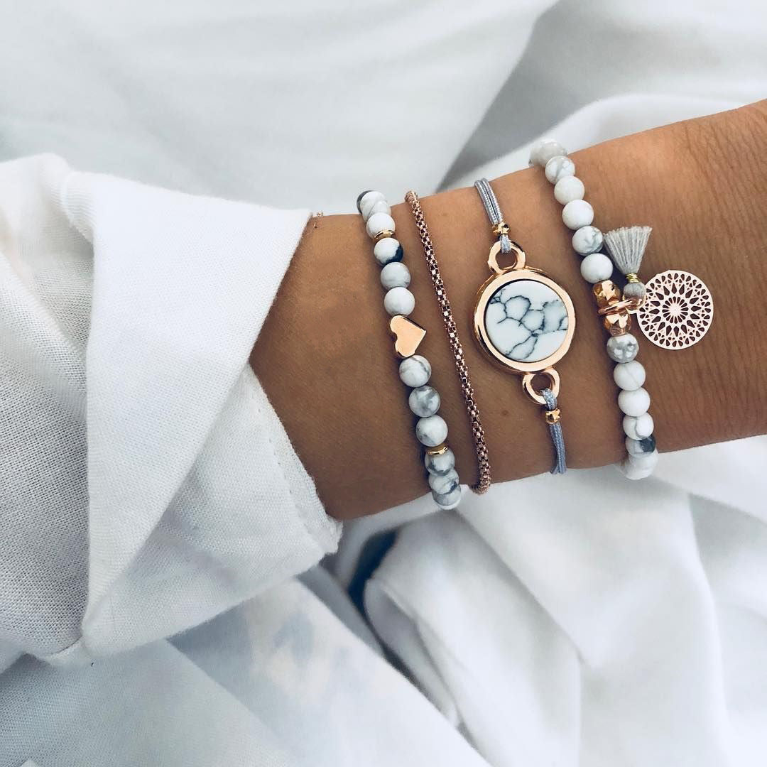 Beaded Chain Bracelet Set for Women