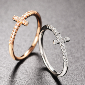 Cross Micro Set Zircon Ring