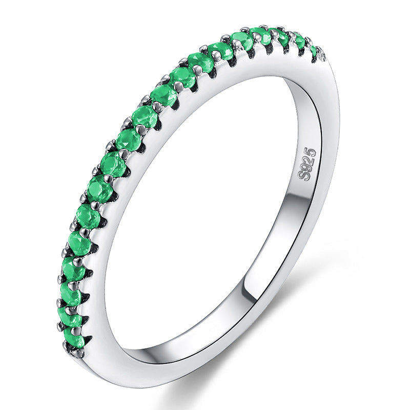 Simple Single Row Zircon Inlaid Diamond Ring