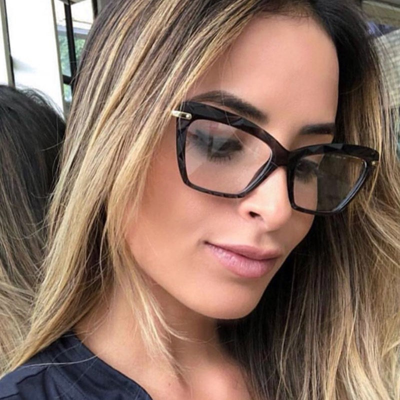 Vintage Transparent Crystal Cat Eye Glasses Frame