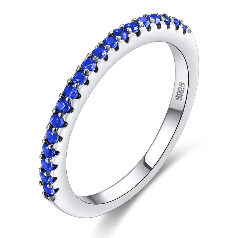 Simple Single Row Zircon Inlaid Diamond Ring