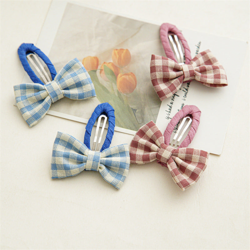 Summer Bowknot Plaid Hairpin Accessories for Girls