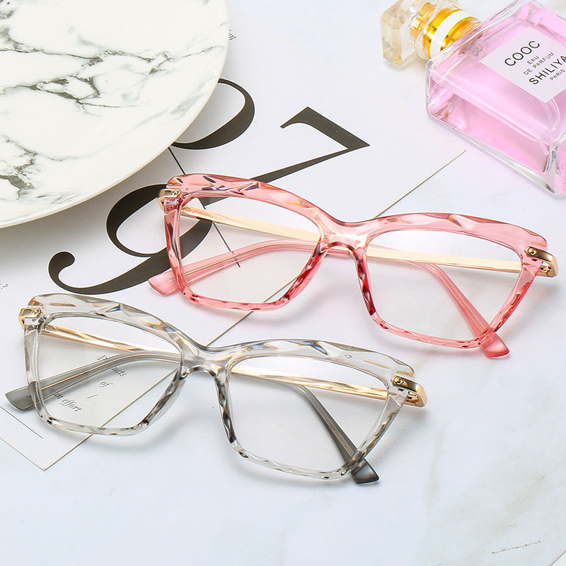 Vintage Transparent Crystal Cat Eye Glasses Frame