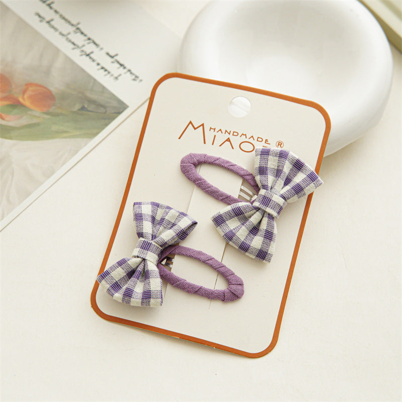 Summer Bowknot Plaid Hairpin Accessories for Girls