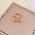 Adjustable Women's Zircon Butterfly Ring