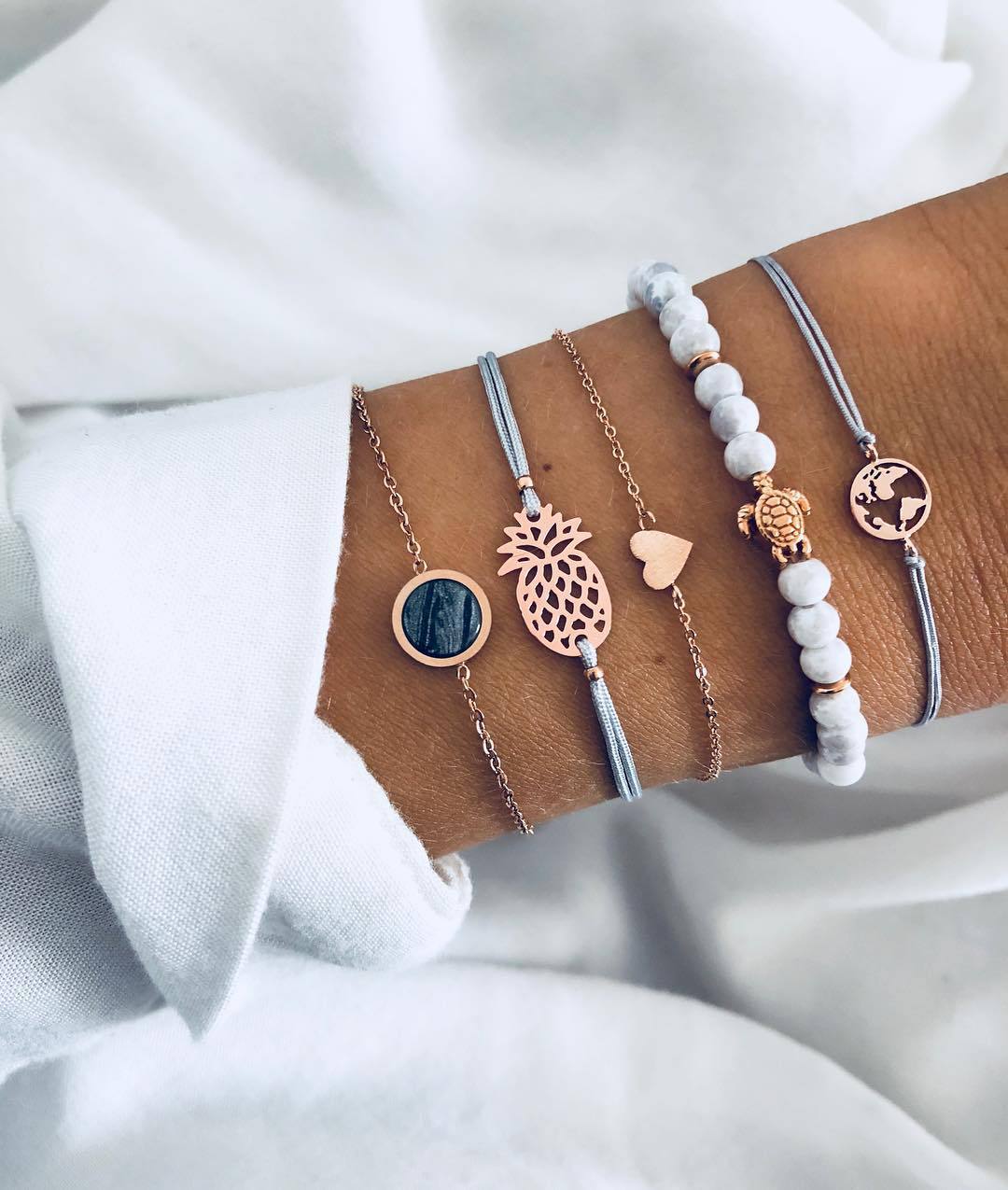 Beaded Chain Bracelet Set for Women