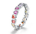 Multicolor Heart Ring in 925 Sterling Silver (One Piece)